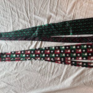 Black and Green Holiday Ties 100% silk lot of two Christmas festive